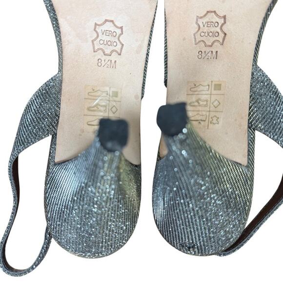 J Renee Dayna Formal Slingback Open Toe Heels Leather Sole Shoes Sparkle sz 8.5 - Picture 14 of 16